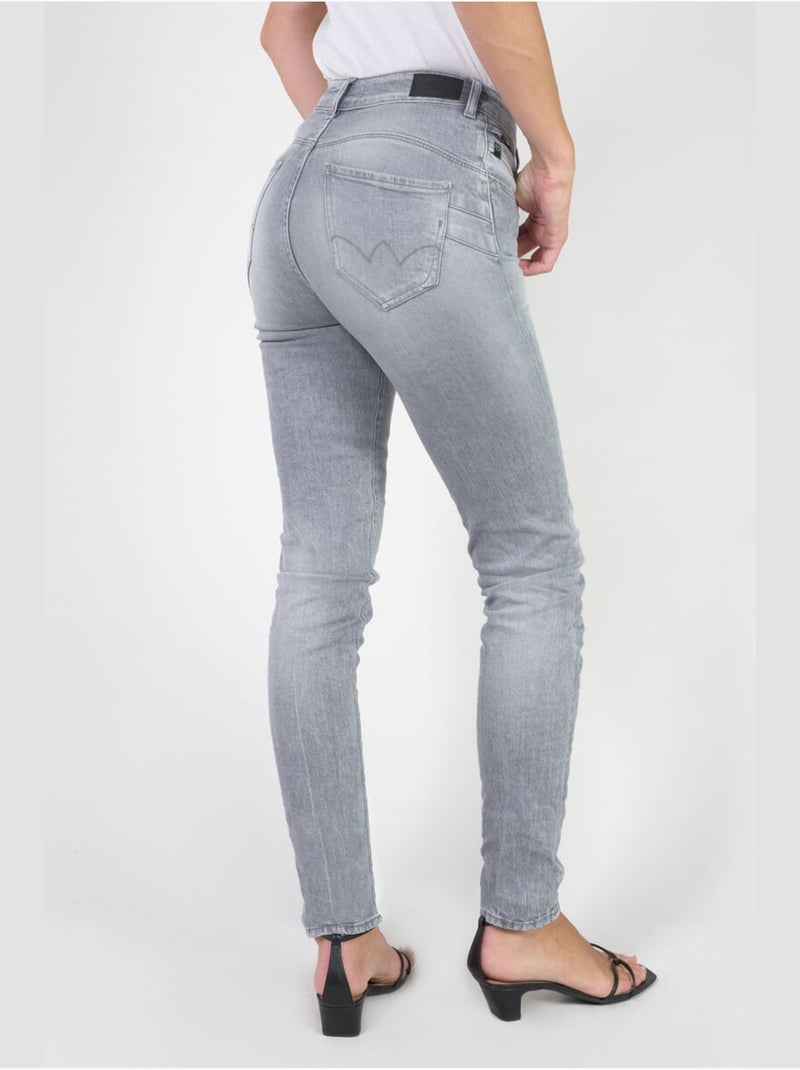 Jeans pulp taille haute push-up slim 'le temps des cerises' Gris - Kiabi