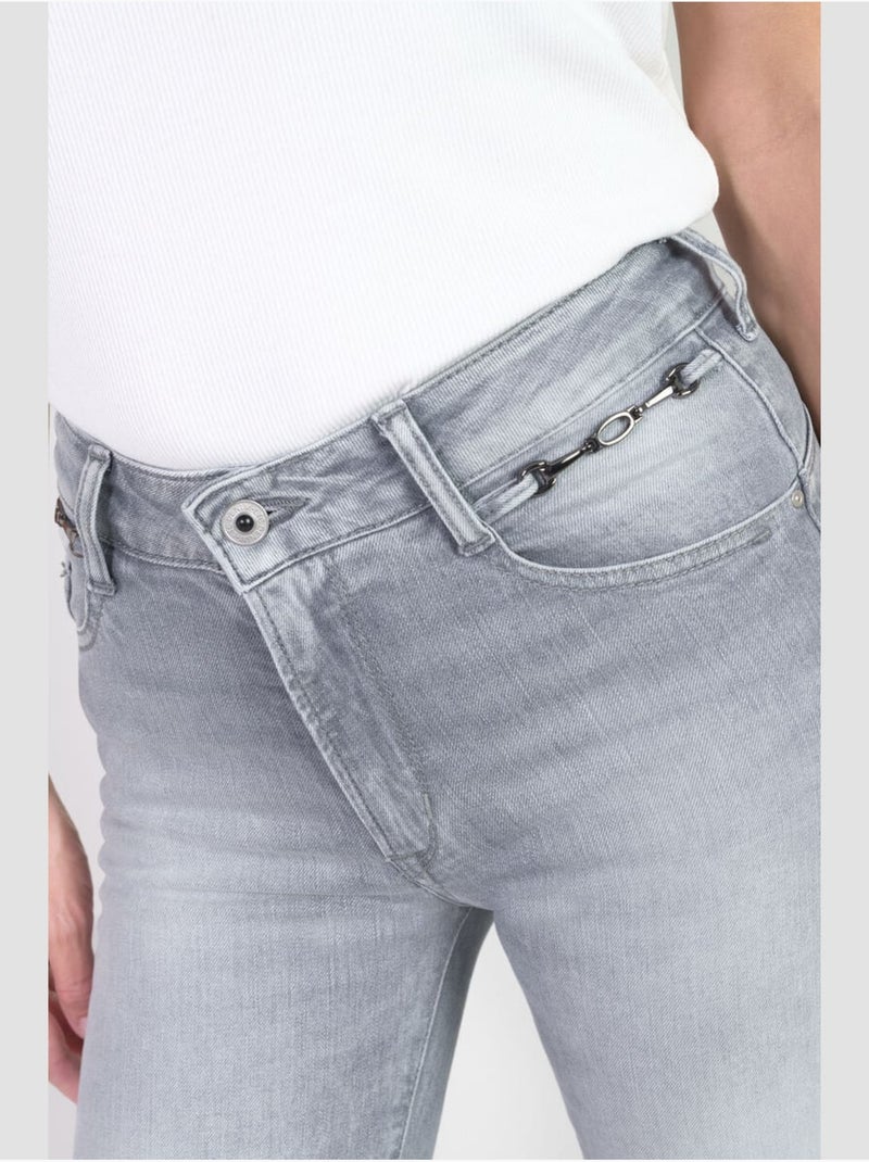 Jeans pulp taille haute push-up slim 'le temps des cerises' Gris - Kiabi