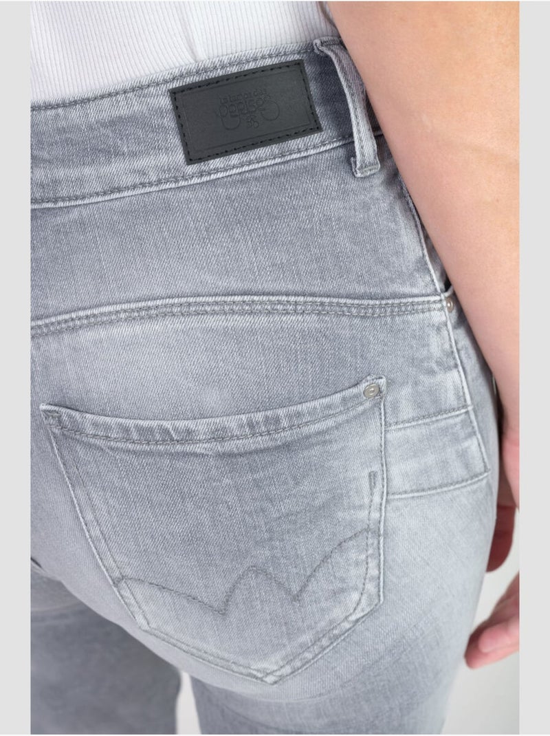 Jeans pulp taille haute push-up slim 'le temps des cerises' Gris - Kiabi