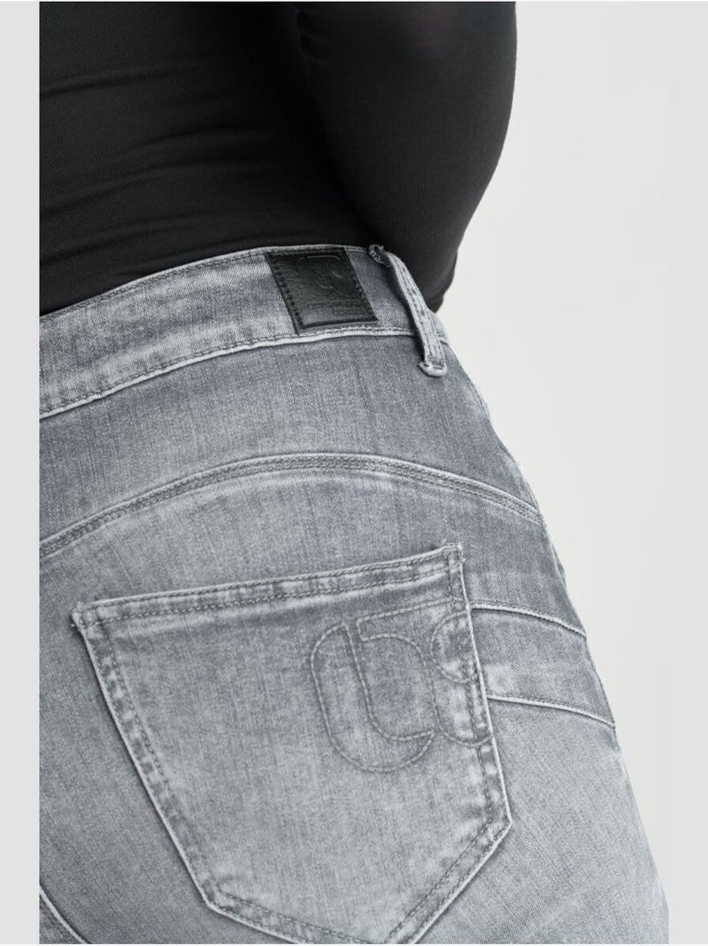 Jeans PULP taille haute push-up slim 'Le Temps Des Cerises' Gris - Kiabi