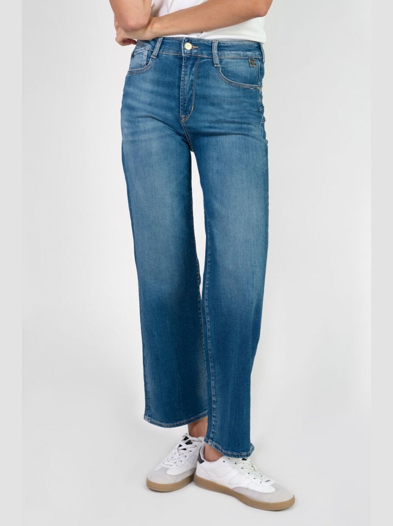 Jeans pulp wide leg taille haute 7/8ème flare très évasé 7/8ème 'Le Temps Des Cerises' Bleu - Kiabi