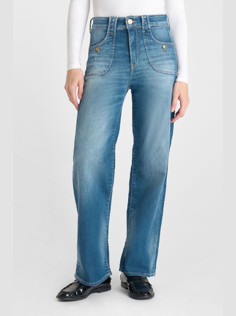 Jeans pulp wide leg taille haute 7/8ème flare très évasé 'Le Temps Des Cerises' Bleu - Kiabi