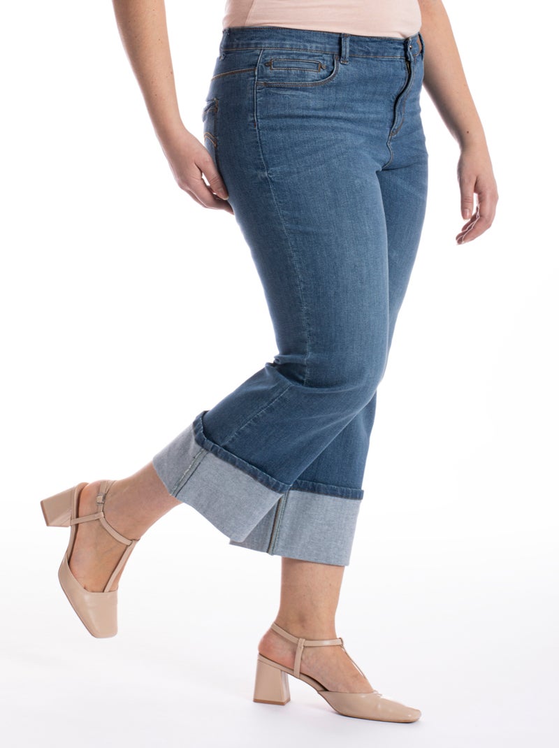 Jeans regular avec maxi revers OBHEM1 'OBER' Bleu - Kiabi