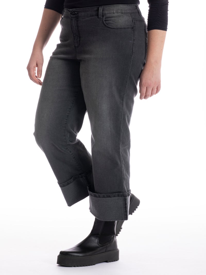 Jeans regular avec maxi revers OBHEM2 'OBER' Gris - Kiabi