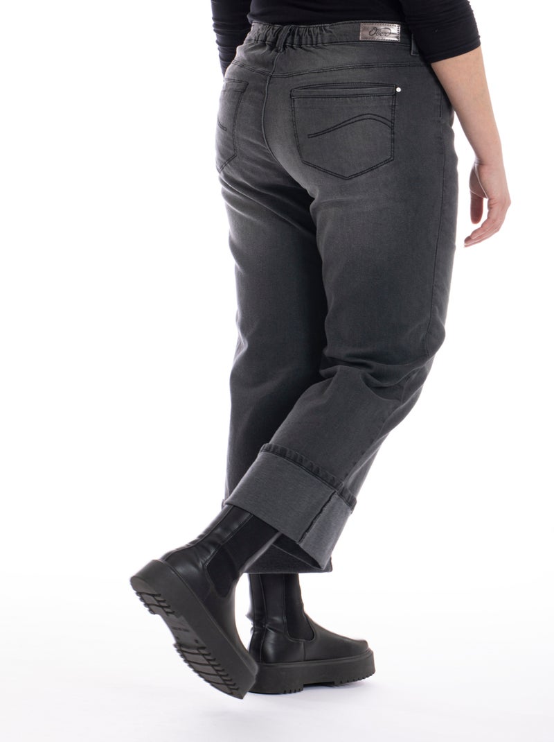Jeans regular avec maxi revers OBHEM2 'OBER' Gris - Kiabi