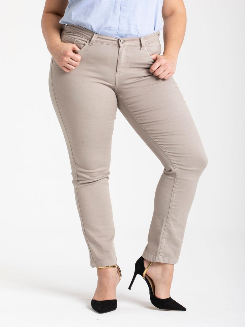 Jeans regular stretch twill de couleur OBR11 'OBER' Beige - Kiabi