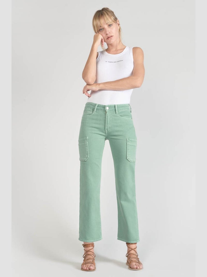 Jeans regular taille haute 7/8ème regular droit 7/8ème 'Le Temps Des Cerises' Vert - Kiabi