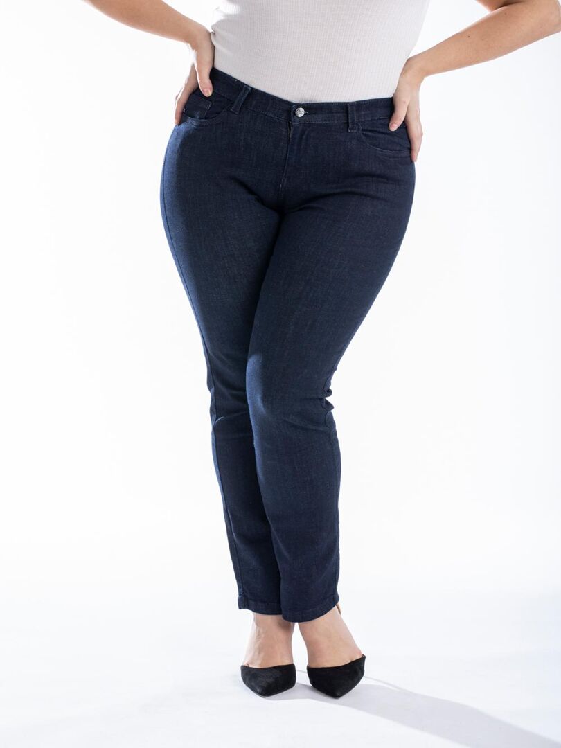 Jeans regular taille haute dos élastiqué OBR7 Bleu - Kiabi