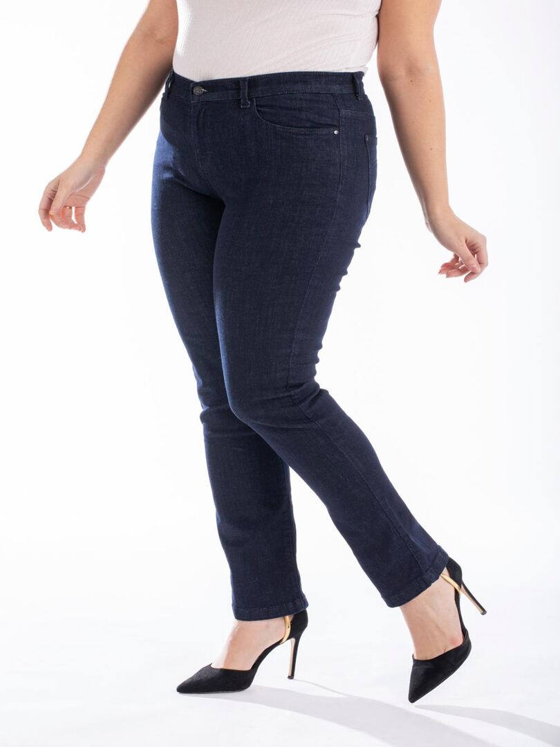 Jeans regular taille haute dos élastiqué OBR7 Bleu - Kiabi