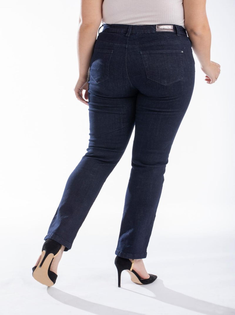 Jeans regular taille haute dos élastiqué OBR7 'OBER' Bleu - Kiabi