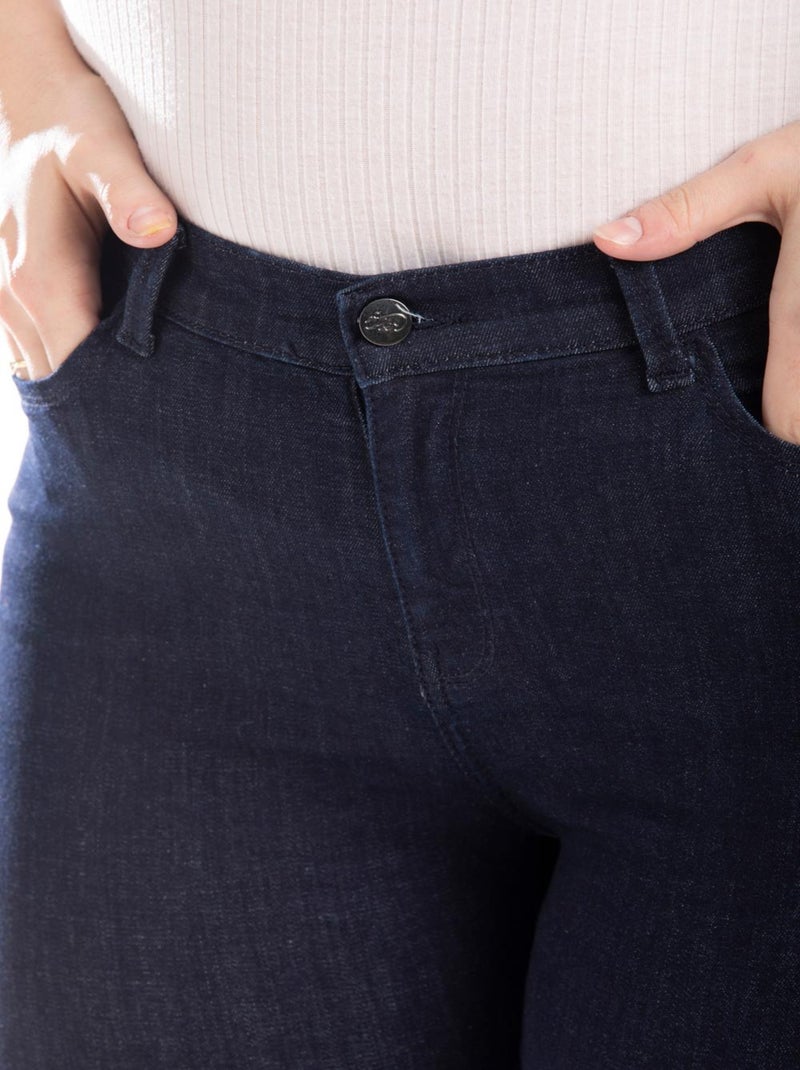 Jeans regular taille haute dos élastiqué OBR7 'OBER' Bleu - Kiabi