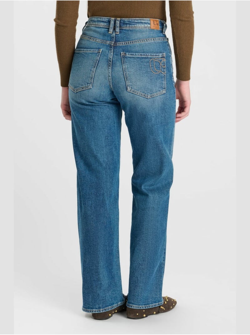 Jeans revers droite 'le temps des cerises' Bleu - Kiabi