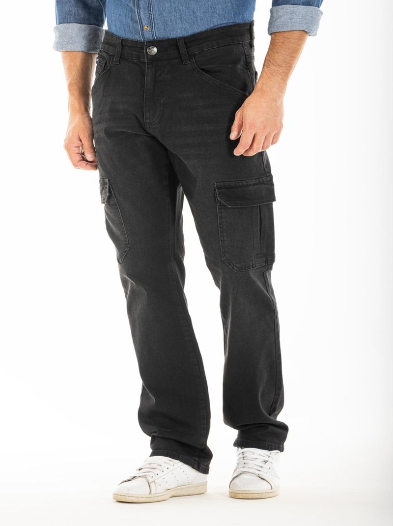 Jeans RL70 Fibreflex® coupe droite cargo NAOS 'Rica Lewis' Noir - Kiabi