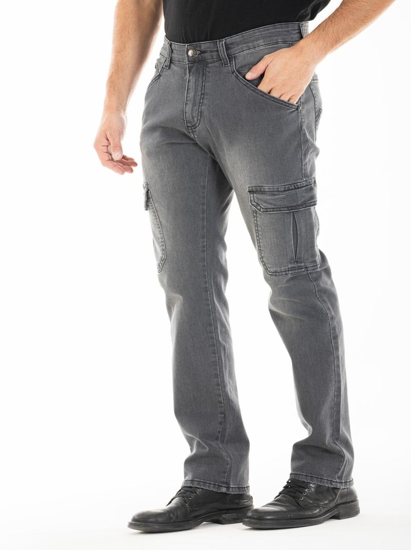 Jeans RL70 Fibreflex® coupe droite cargo NARVAL 'Rica Lewis' Gris - Kiabi