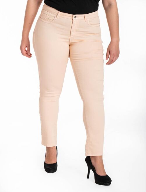 Jeans slim couleur taille haute stretch OBS12 'OBER' - Kiabi