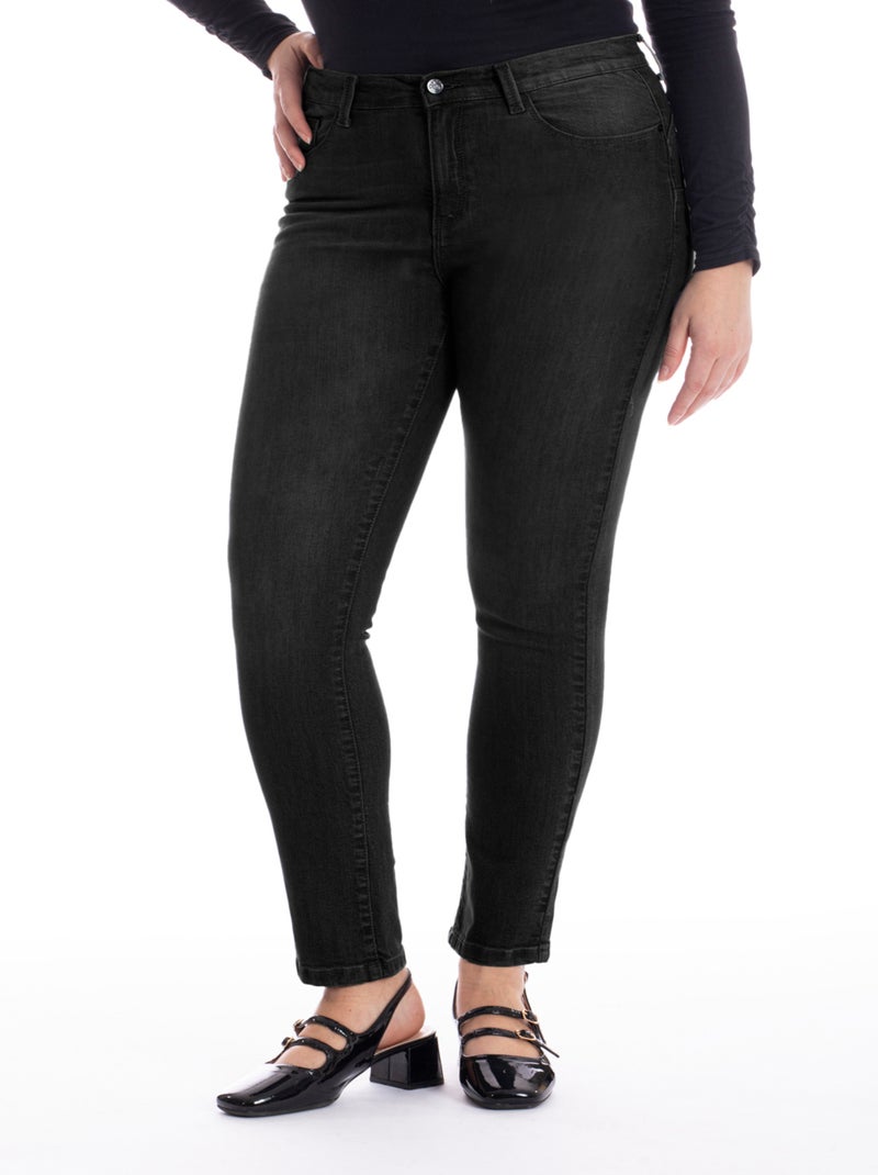 Jeans slim push-up stretch OBSPU4 'OBER' Noir - Kiabi