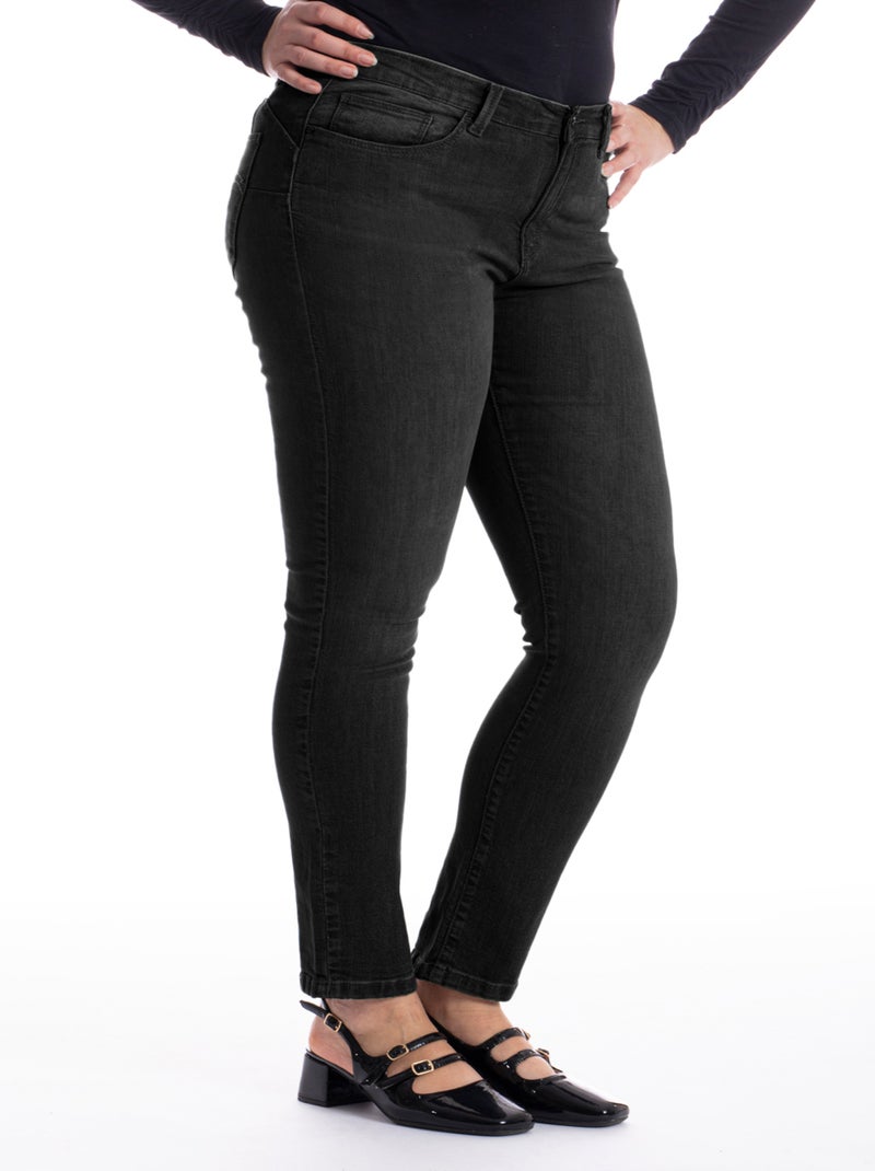 Jeans slim push-up stretch OBSPU4 'OBER' Noir - Kiabi