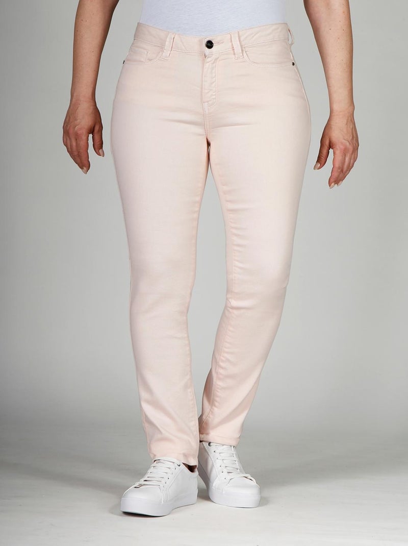 Jeans slim taille haute stretch OBS3 'OBER' Rose - Kiabi