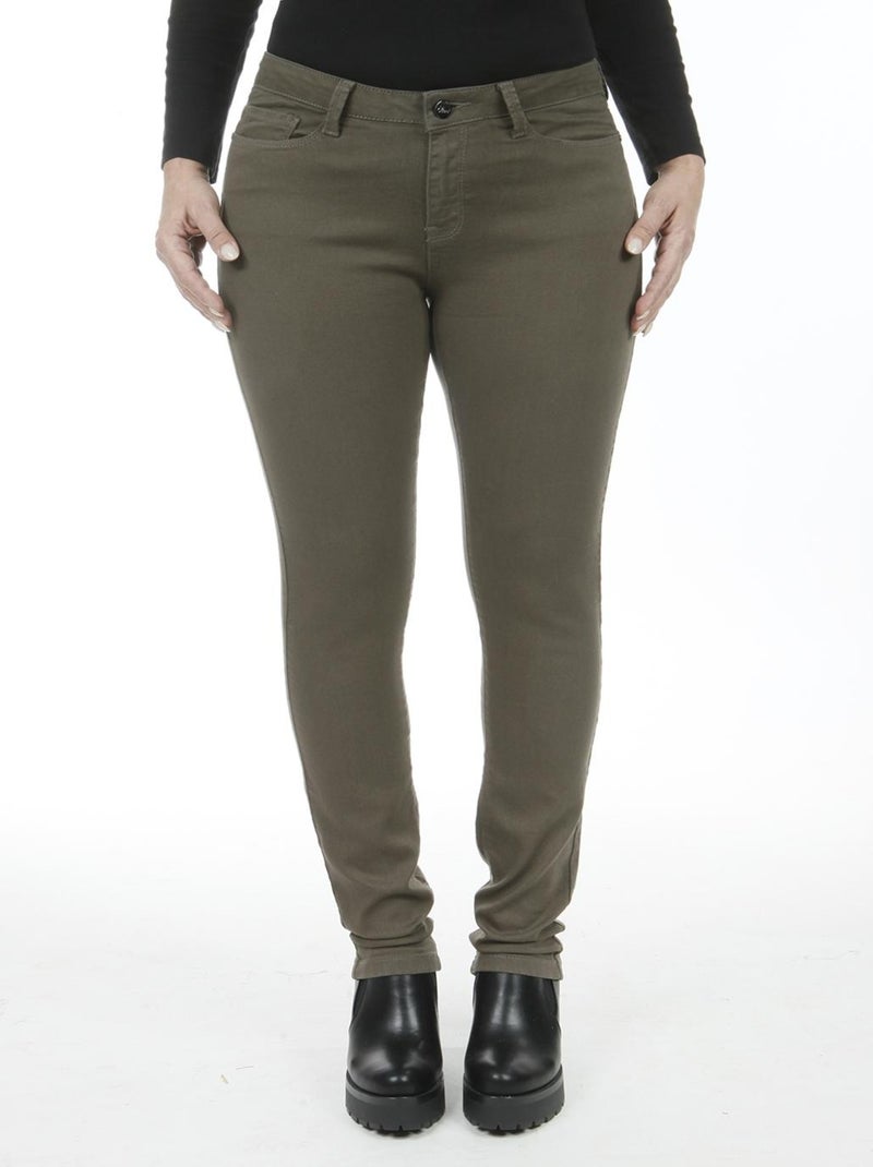 Jeans slim taille haute stretch OBS5 'OBER' Marron - Kiabi