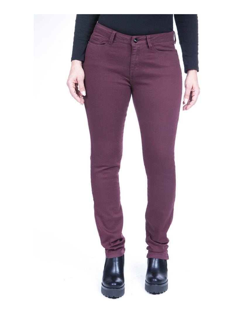Jeans slim taille haute stretch OBS5 'OBER' Rouge bordeaux - Kiabi