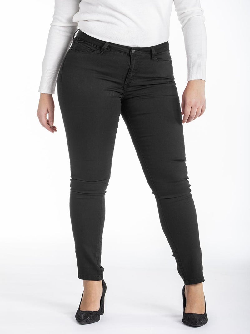 Jeans slim taille haute stretch OBS9 'OBER' Noir - Kiabi