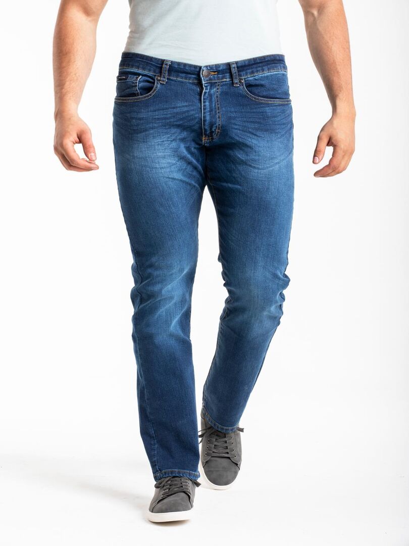 Jeans stretch RL70 Fibreflex® coupe droite confort brossé LUNO Bleu - Kiabi
