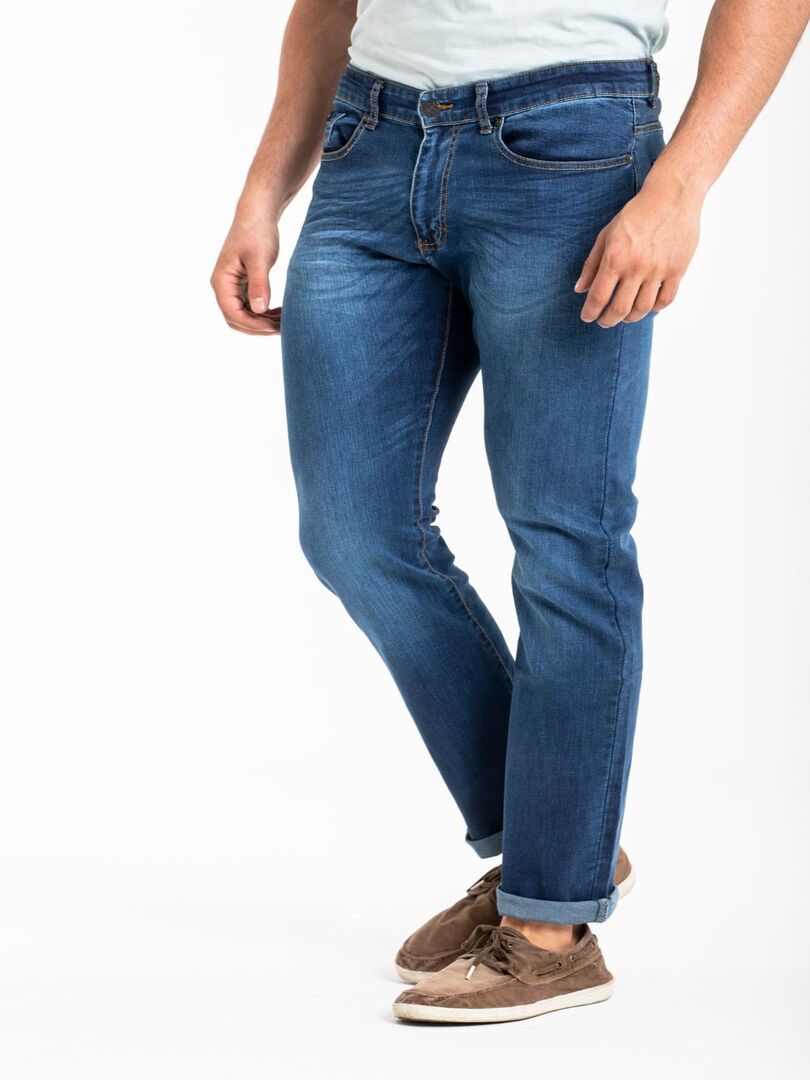 Jeans stretch RL70 Fibreflex® coupe droite confort brossé LUNO Bleu - Kiabi
