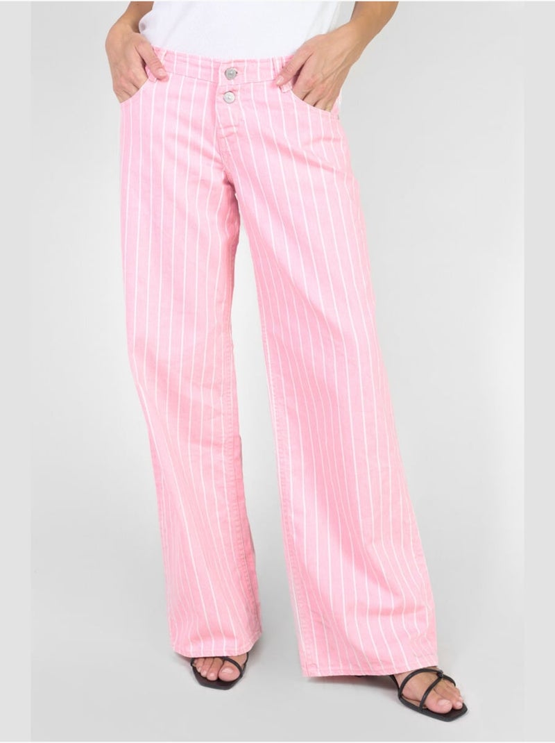 Luisa Cerano Raw Edge Kick Flare Stretch Cotton Jean Bubblegum Pink