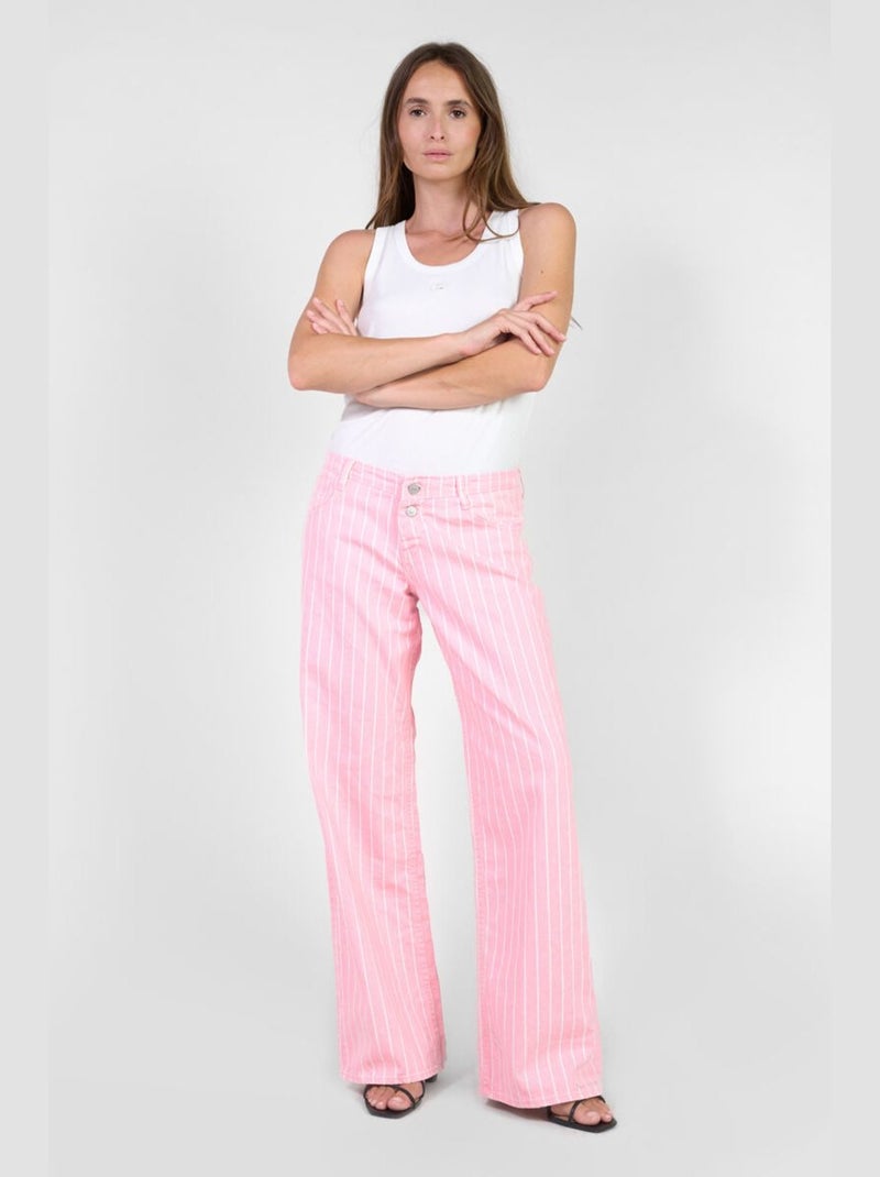 Jeans wide leg flare très évasé 'Le Temps Des Cerises' Rose - Kiabi