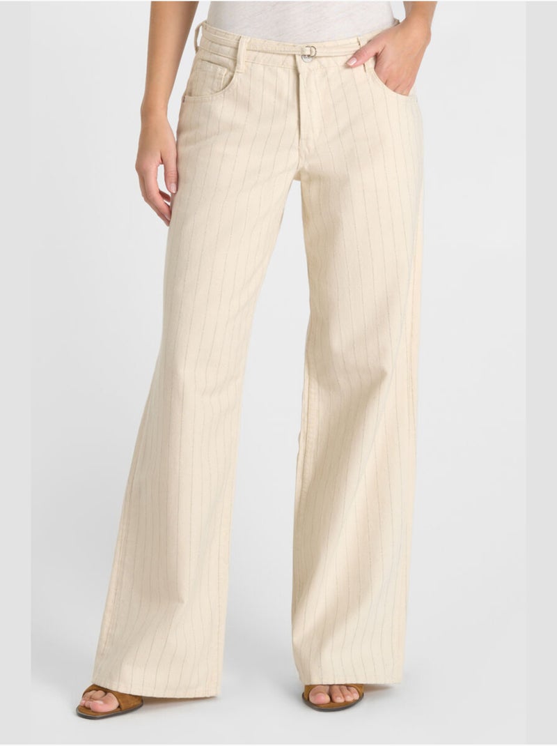 Jeans wide leg loose large 'Le Temps Des Cerises' Beige - Kiabi