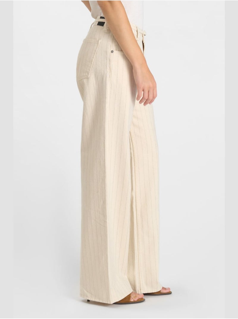 Jeans wide leg loose large 'Le Temps Des Cerises' Beige - Kiabi