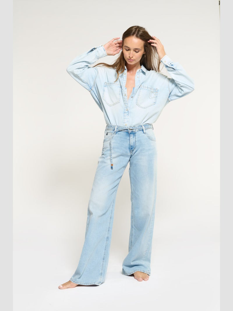 Jeans wide leg loose large 'Le Temps Des Cerises' Bleu Femme