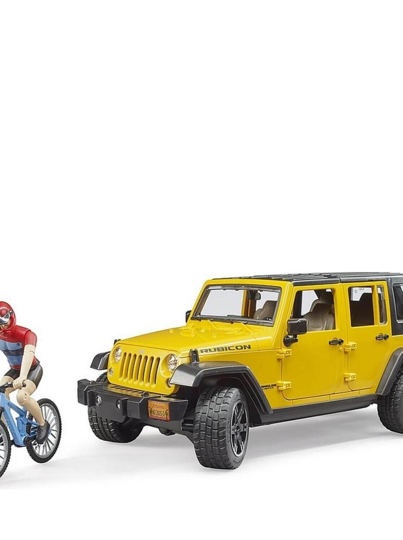 Jeep Wrangler Rubicon avec cycliste et vélo tout terrain N/A - Kiabi