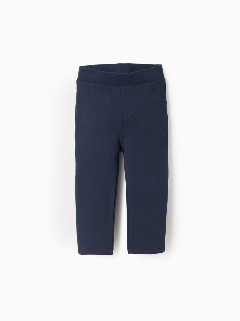 Jegging en coton polyester peigné Uni Bleu foncé - Kiabi