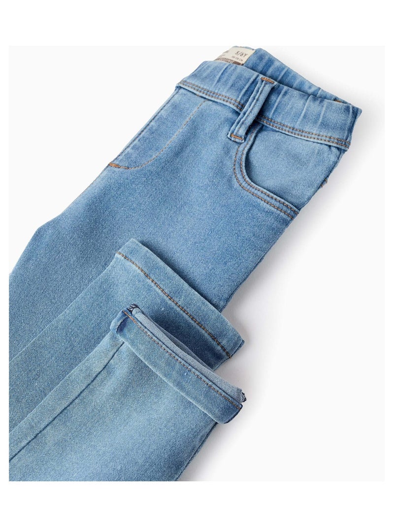 Jegging en Denim à Taille Réglable Bleu clair - Kiabi