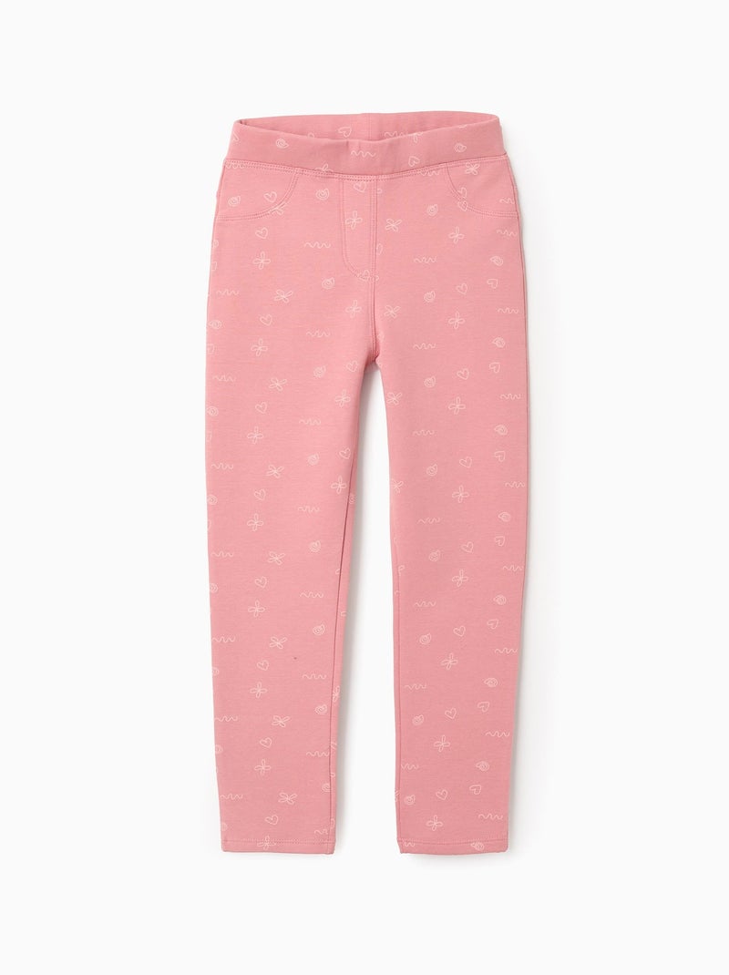 Jegging Gratté avec Motif Rose - Kiabi