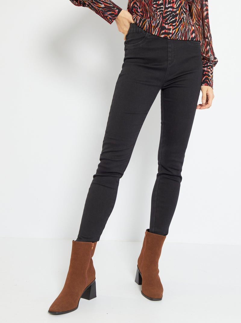 Jegging stretch  taille haute Noir - Kiabi