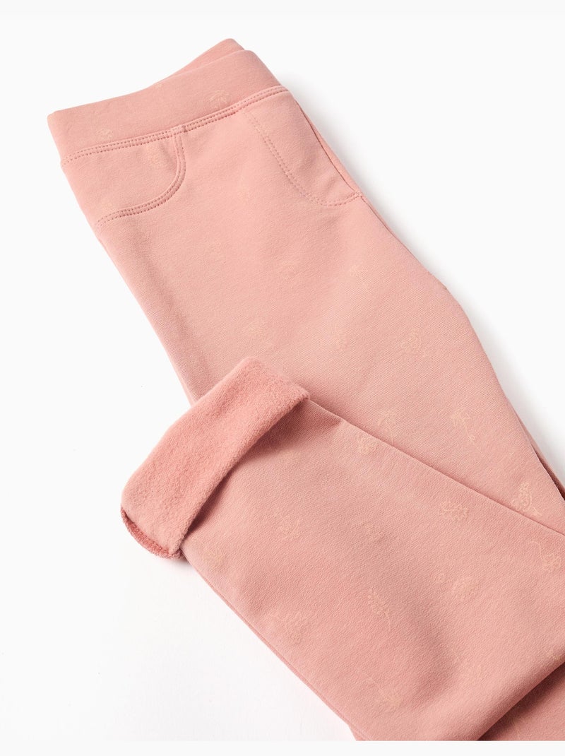 Jeggings à coupe skinny en coton peigné avec imprimé floral Rose - Kiabi