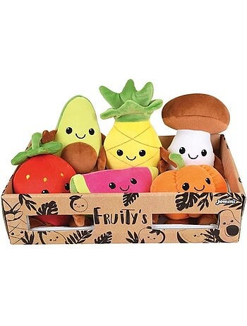 Jemini fruity 's cagette de 6 peluches toutes douces fruits et légumes +/- 17 cm