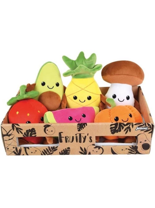 Jemini fruity 's cagette de 6 peluches toutes douces fruits et légumes +/- 17 cm - Kiabi