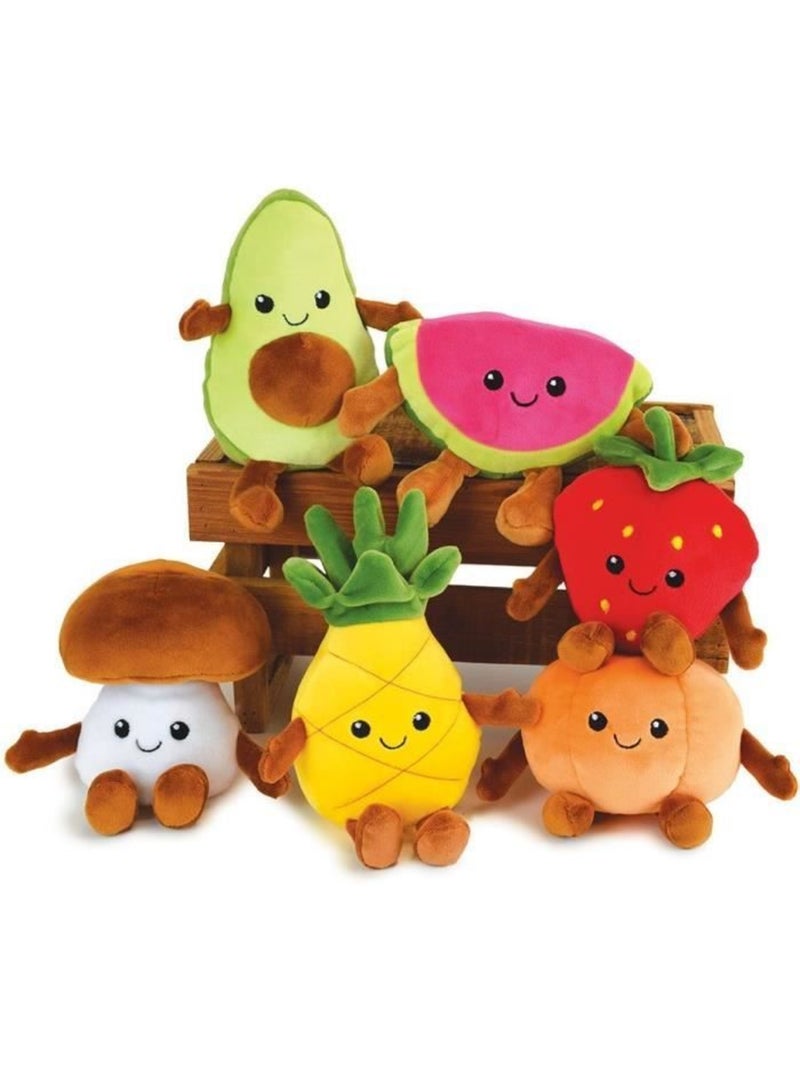Jemini fruity 's cagette de 6 peluches toutes douces fruits et légumes +/- 17 cm Marron - Kiabi