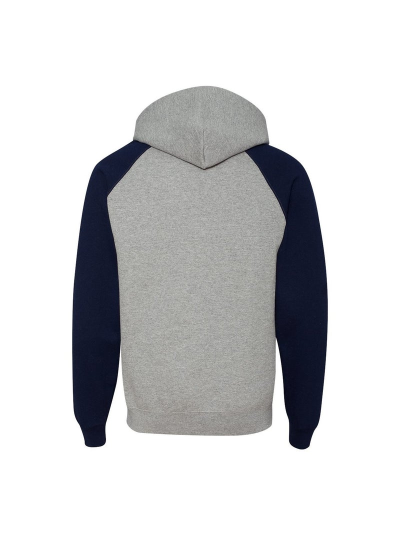 Jerzees - Sweat à capuche manches raglan motif/style blocs de couleurs Bleu marine/Gris froid - Kiabi