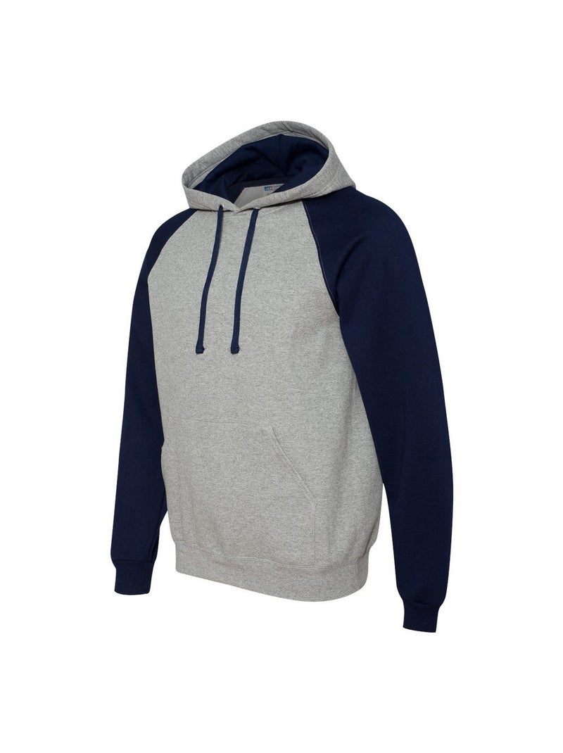 Jerzees - Sweat à capuche manches raglan motif/style blocs de couleurs Bleu marine/Gris froid - Kiabi