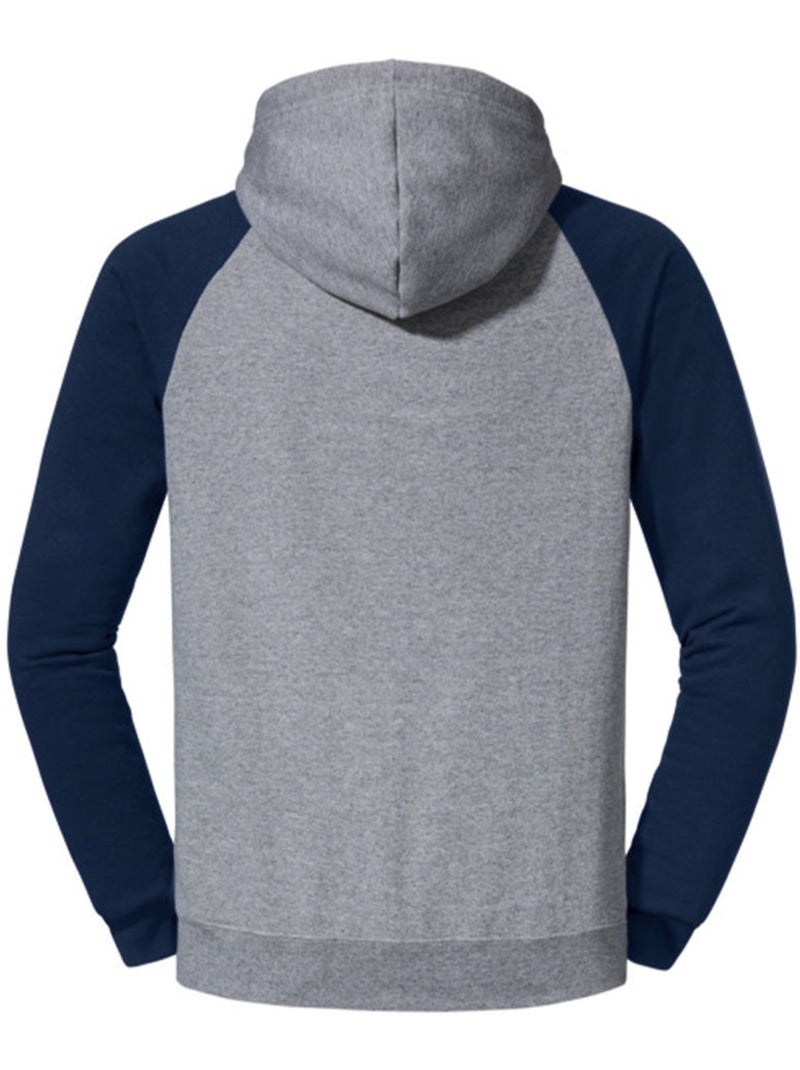 Jerzees - Sweat à capuche manches raglan motif/style blocs de couleurs Gris Bleu Bleu - Kiabi