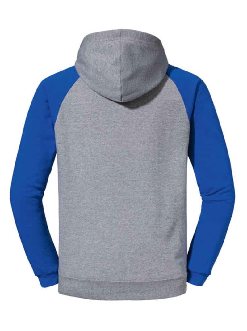 Jerzees - Sweat à capuche manches raglan motif/style blocs de couleurs Gris Bleu - Kiabi