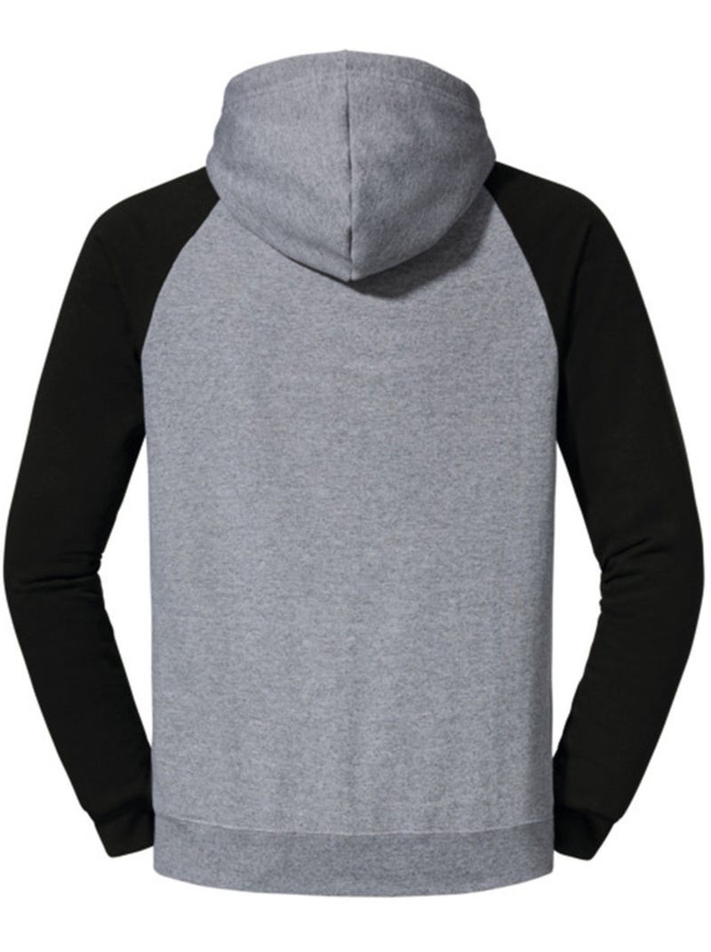 Jerzees - Sweat à capuche manches raglan motif/style blocs de couleurs Gris Noir - Kiabi