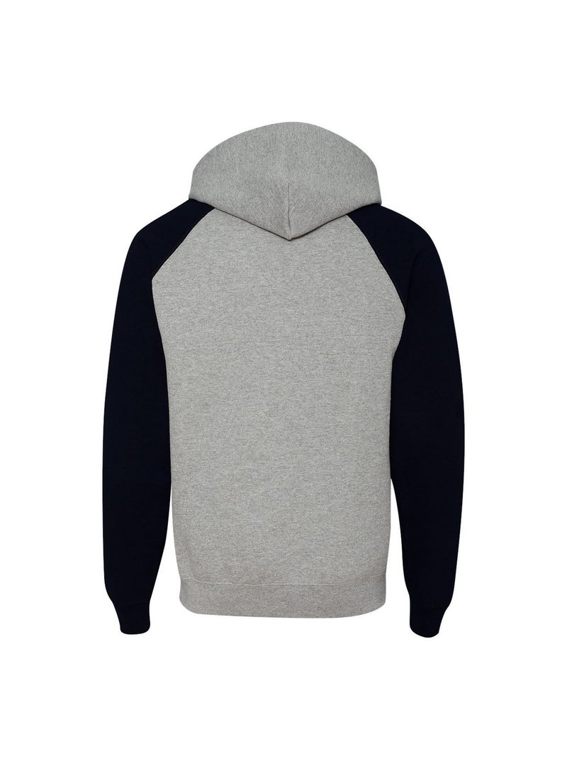 Jerzees - Sweat à capuche manches raglan motif/style blocs de couleurs Gris Noir - Kiabi