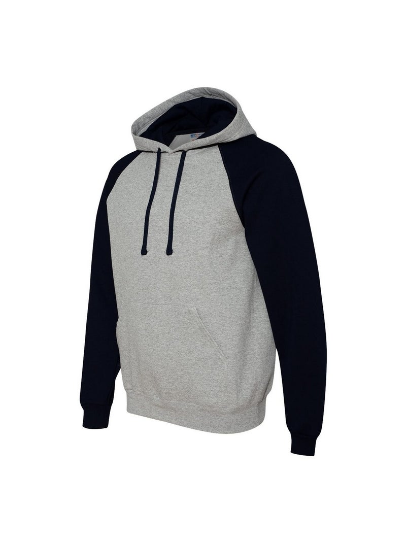Jerzees - Sweat à capuche manches raglan motif/style blocs de couleurs Gris Noir - Kiabi