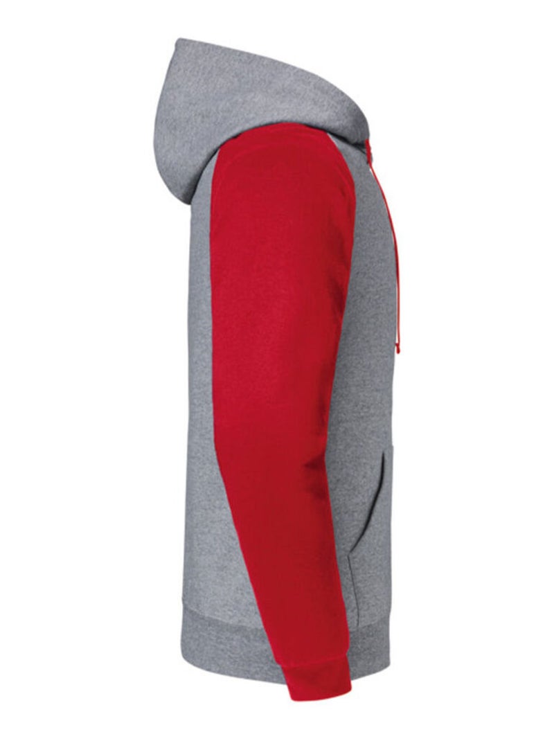 Jerzees - Sweat à capuche manches raglan motif/style blocs de couleurs Gris Rouge - Kiabi