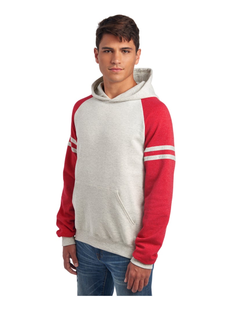 Jerzees - Sweat à capuche motif/style Bloc de couleur style universitaire VARSITY Gris moyen - Kiabi